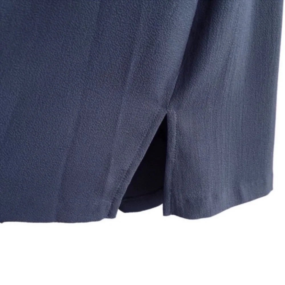 NEW Michael Kors Short Sleeve Crepe Blouse Laced Detail Navy Blue Gold Size M
